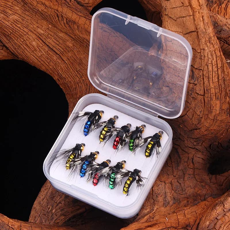 1 pz/5 pz/10 pz Affondamento Bagnato Esche Da Pesca A Mosca Insetti Artificiali Gancio Zanzara Micro Mosca Mosche Esca Bass Trota esche Affrontare