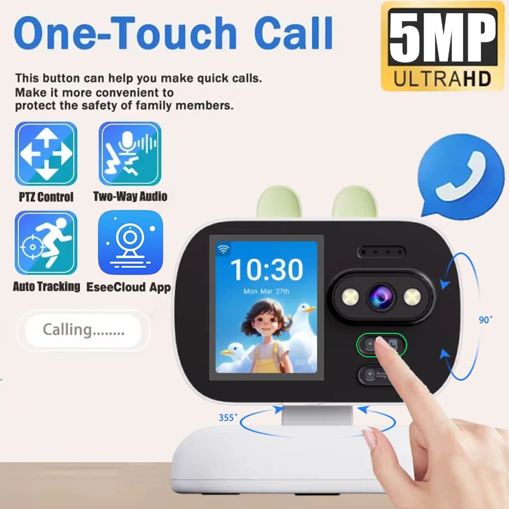 Baby monitor video wireless da 2,88 pollici con 360 ° Babysitter per il monitoraggio della temperatura dell'interfono bidirezionale per visione notturna automatica con controllo PTZ