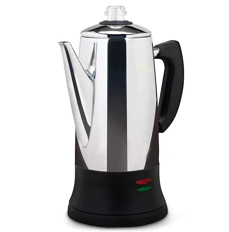 Italian coffee maker 1.8 liters and 12 cups, stainless steel, fast heating, reusable, with filter, for fast beer, for home office