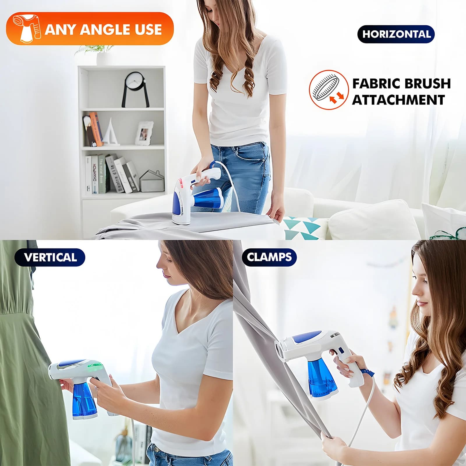 Handheld Steamer for Clothes 40-Second Heat-up Foldable Handheld Clothing Wrinkles Remover for Garments 1600W 8.5oz Capacity