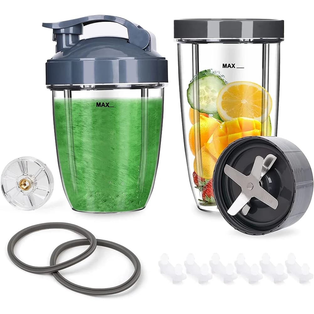 M02K-Blender Cups & Blade Replacement Set For Nutribullet, 24Oz/18Oz Cups, Compatible For Nutribullet 600W/900W Blender