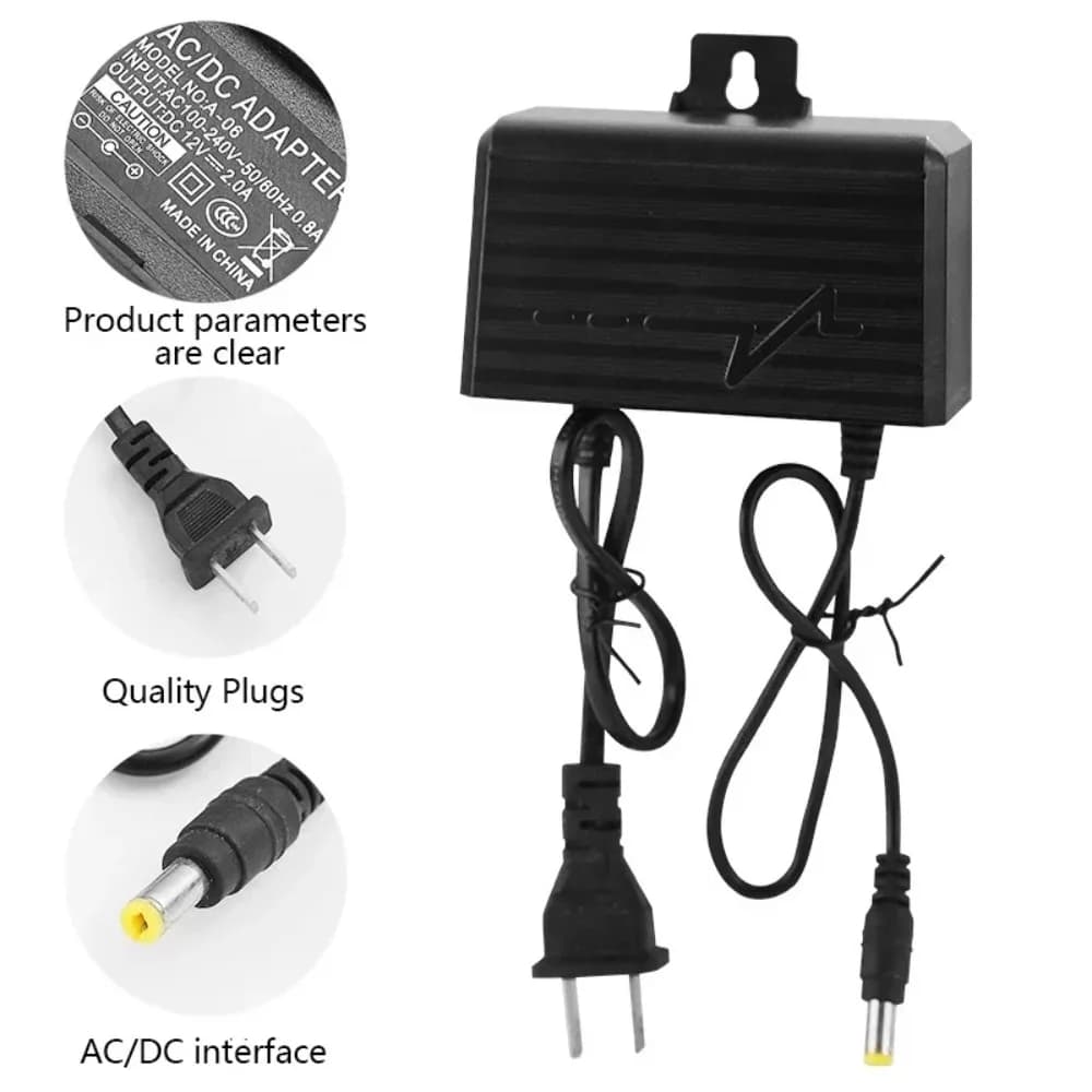 Switching Power Supply 12V 2A CCTV Camera Power Adapter Outdoor Waterproof EU US Plug Adapter 2.1 x 5.5mm For Camera Charger