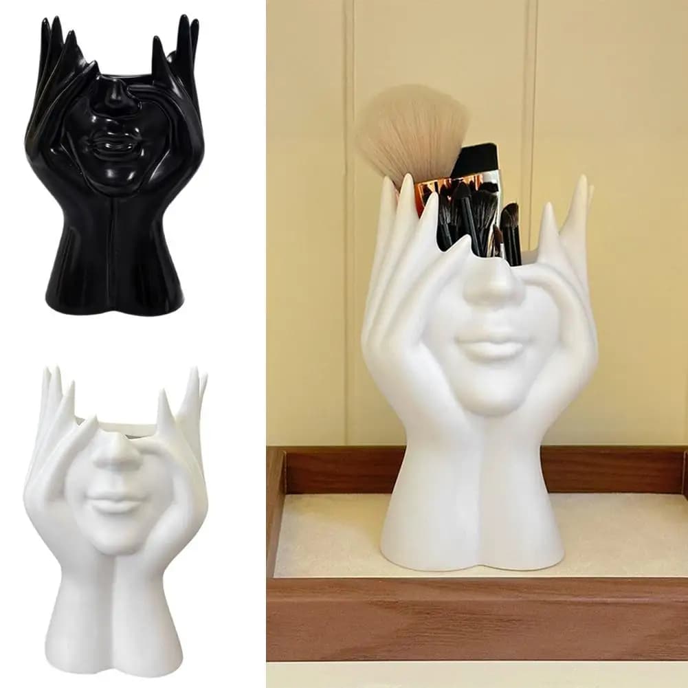 1/2CS Portapenne Multifunzionale da Scrivania Creativo a Forma di Corpo Umano, Porta Pennelli da Trucco, Decorazione per Ufficio