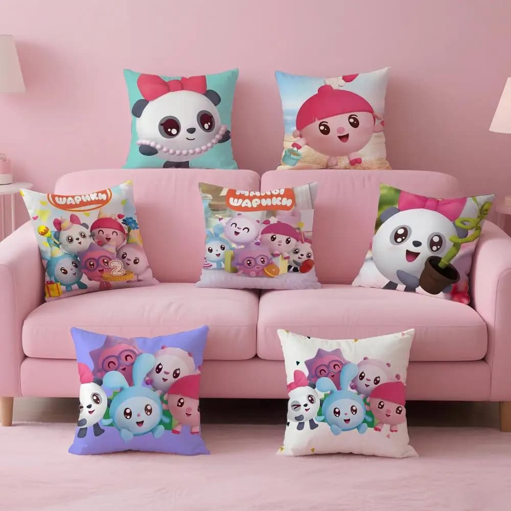 Simpatica fodera per cuscino con personaggio dei cartoni animati ucraini B-BabyRiki, tessuto morbido e delicato sulla pelle e cerniera nascosta