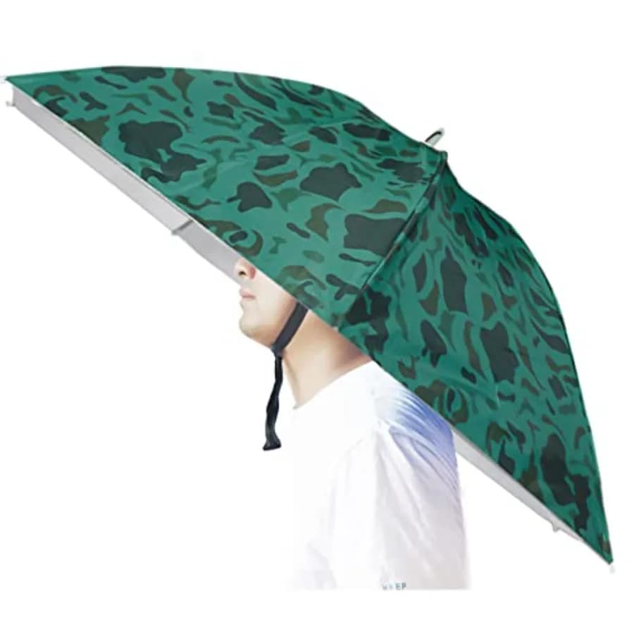 Umbrella Hat, 37 inch Fishing Umbrella Hat Hands Free Foldable UV Protection Umbrella Cap Adjustable Headwear for Fishing Golf