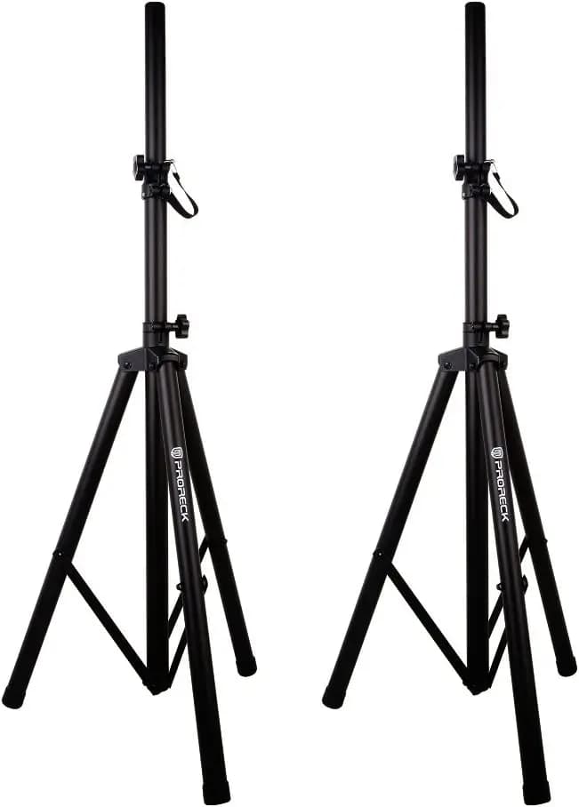 PRORECK Coppia di supporti per altoparlanti con treppiede per sistema di altoparlanti DJ/PA, altezza regolabile da 4 piedi a 6 piedi