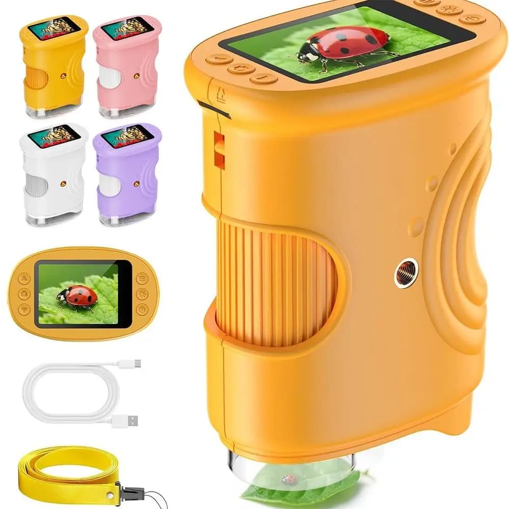 Microscopio portatile 1000X per bambini HD Scatta immagini Microscopio digitale Microscopio per bambini ricaricabile con schermo da 2 pollici