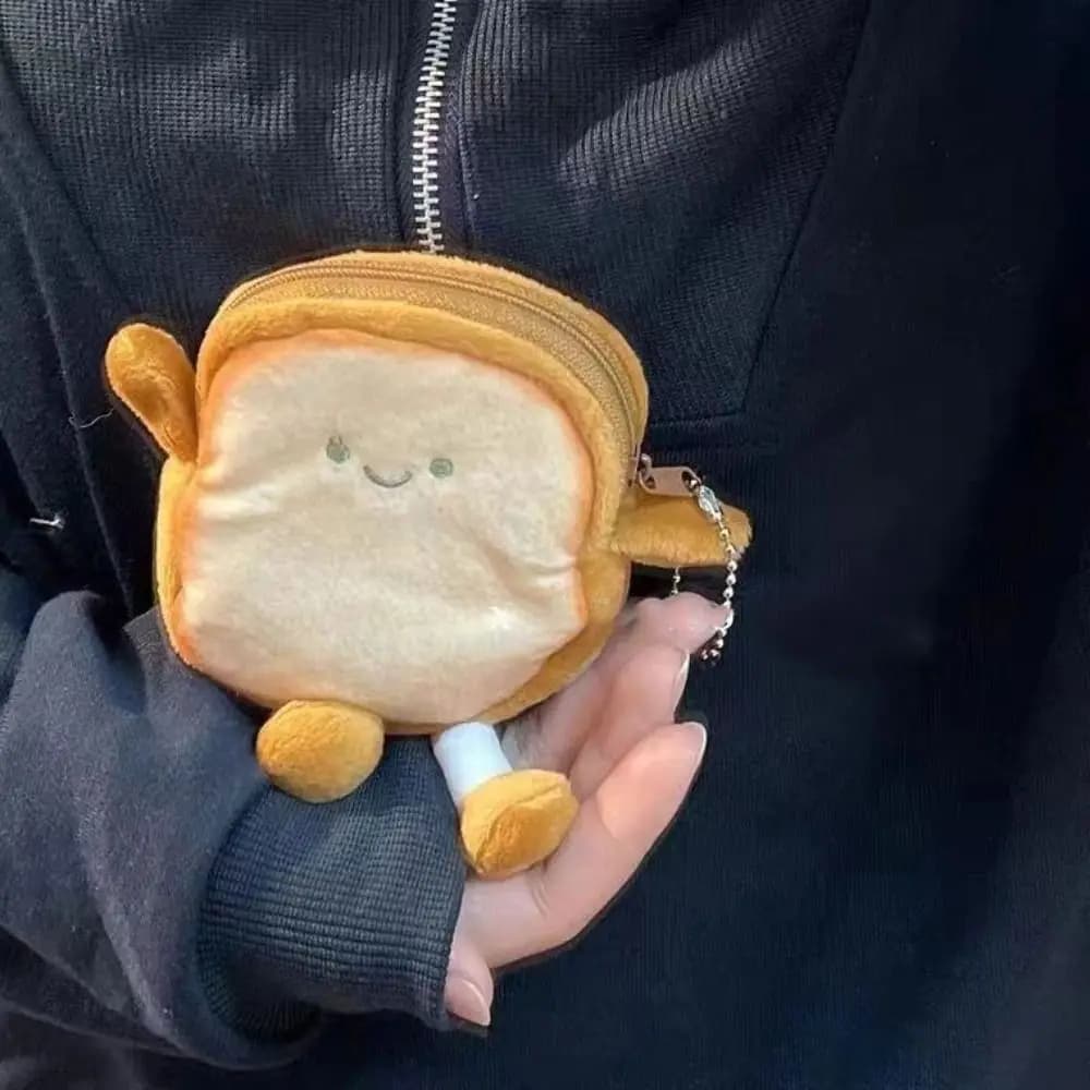 Cartoon Toast bread plush children coin holder earring bag keychain bag doll pendant birthday
