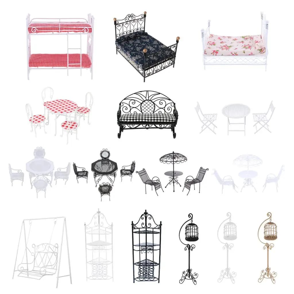 Letto a Castello in Metallo Scala 1:12, Miniatura per Casa delle Bambole, Accessorio Moderno per Camera da Letto