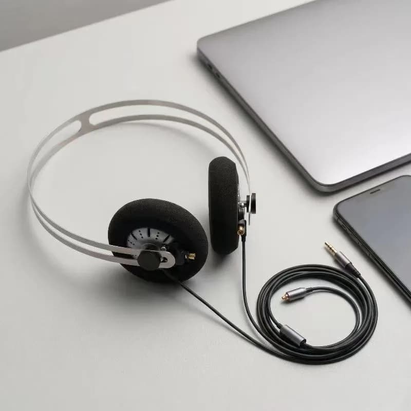Portable Retro Headphones Stainless Steel Headband MMCX Wire 3.5mm Jack Compatible with KSC75 Audio Headset for Music Gaming