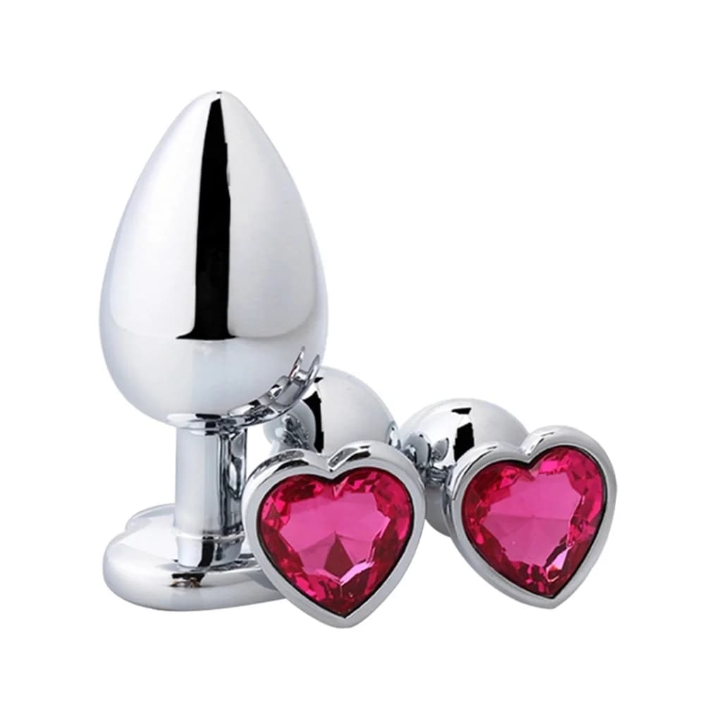 Heart Shape Metal Plug with Diamond S/M/L, Sex Toy for Women, Men, Couples, Gay, Adult Game, Masturbator, Anal Sex Accessories
