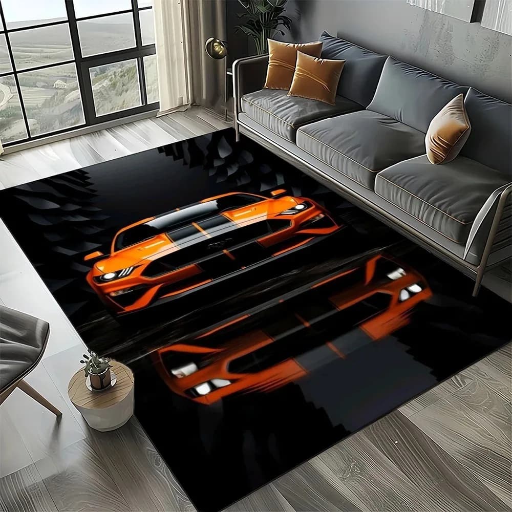 Tappeto grande per auto da corsa 3D per la casa, soggiorno, camera da letto, zerbino, decorazione per bambini, area da gioco, tappeto antiscivolo