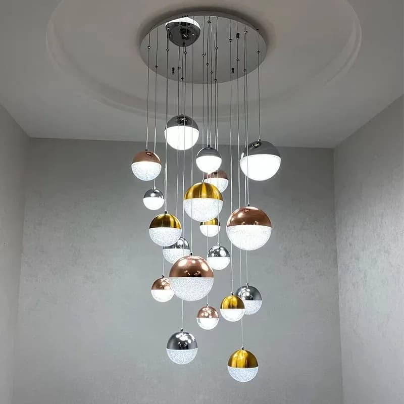 Lampadario a Led con sfera di sabbia di cristallo creativo nordico soggiorno appartamento Villa lampada a sospensione luci a sospensione con decorazioni per scale di lusso