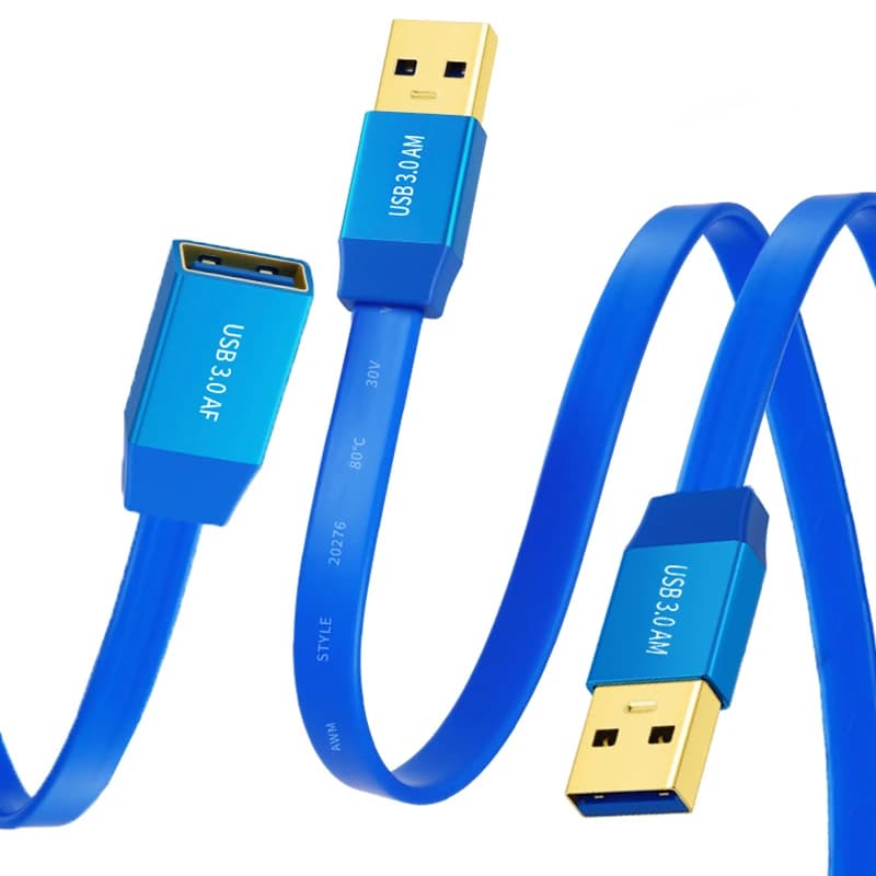 Cavo di prolunga USB 3.0 ultra piatto sottile da A maschio/femmina Cavo dati blu da 5 Gbps per fotocamera SSD per disco rigido stampante hub PC