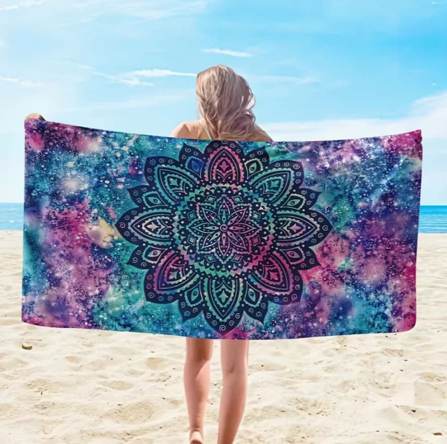Telo mare con stampa Mandala, tappetino da spiaggia extra large in microfibra, telo da bagno super assorbente, per piscina, immersioni, surf, yoga, campeggio