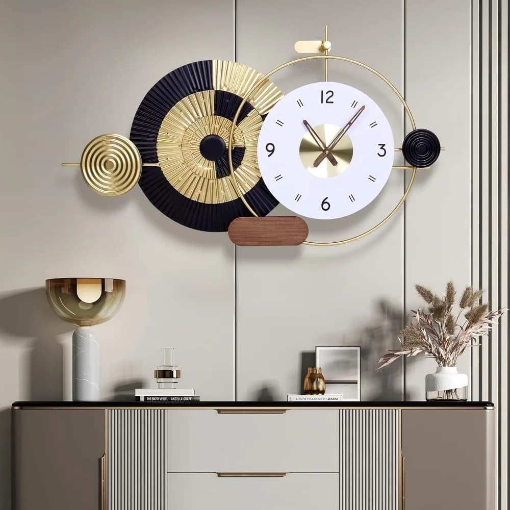 Orologio da parete decorativo da 36x21 pollici, alimentato a batteria, silenzioso, senza ticchettio, orologi analogici astratti moderni per l'arredamento di casa e ufficio
