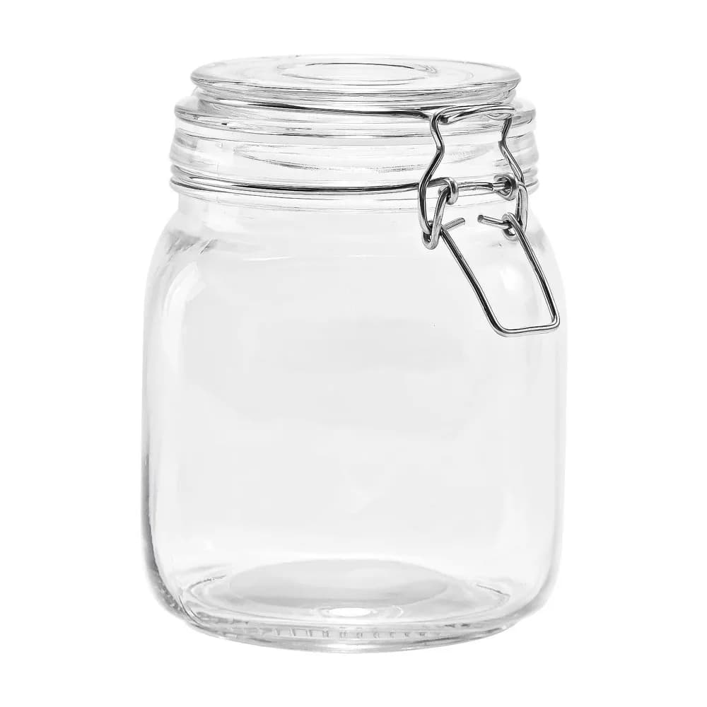 Mainstays 38 oz Glass Food Storage Jar Canister with Locking Airtight Lid, Kitchen Pantry Storage Container