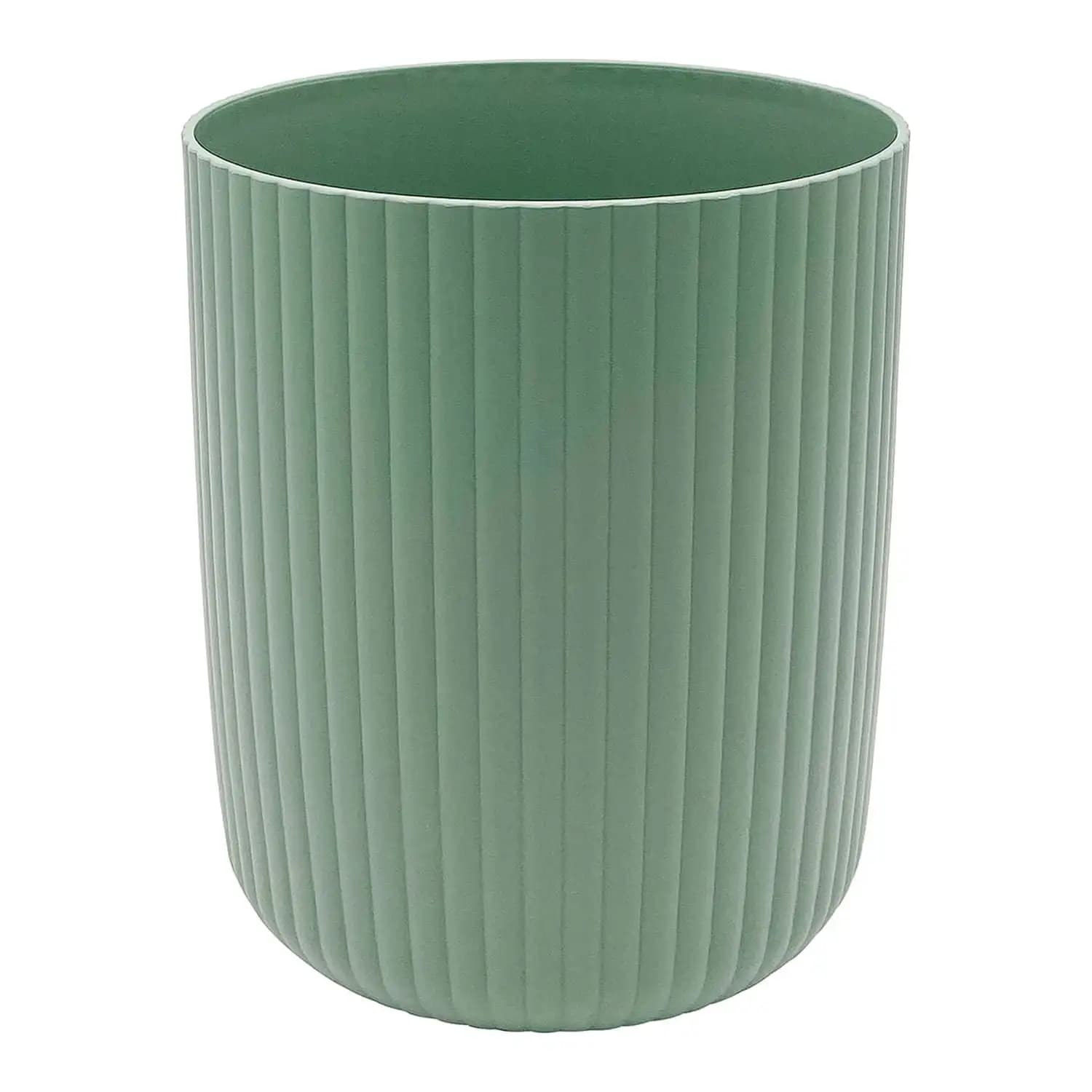 Ribbed Plastic Trash Can 1.64 Gallon Green Small Wastebasket Kitchen Bathroom Office Bin