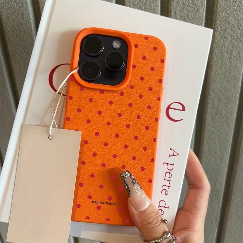 Custodia per telefono modello Lichee con design a pois rossi rosa chic per iPhone 17 16 15 14 13 12 11 Pro Max XS X XR 16E 16 Plus 17Air Cover
