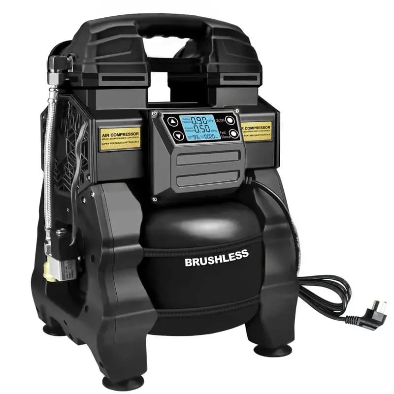 Compressore d'Aria Portatile AC&DC Senza Olio, Silenzioso e Compatto, Pompa d'Aria Mobile Senza Fili, Gonfiatore per Pneumatici ad Alta Potenza