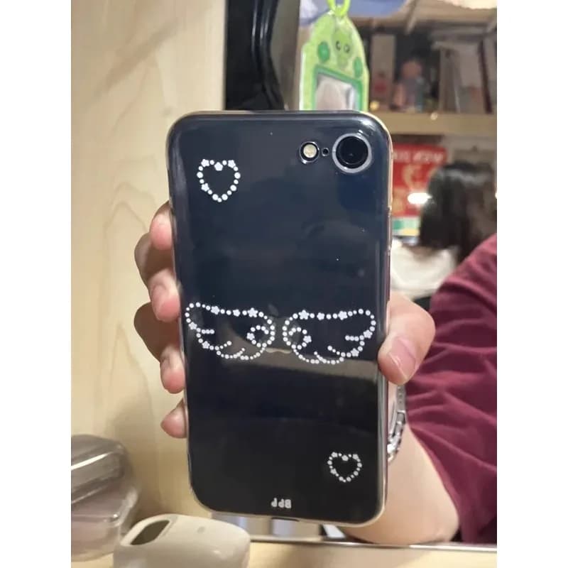 Ins Korean Lovely Angel Wing Phone Case For iPhone 17 16 15 11 12 14 13 Pro Max Mini X XS XR 7 8 Plus SE4 16E Transparent Cover