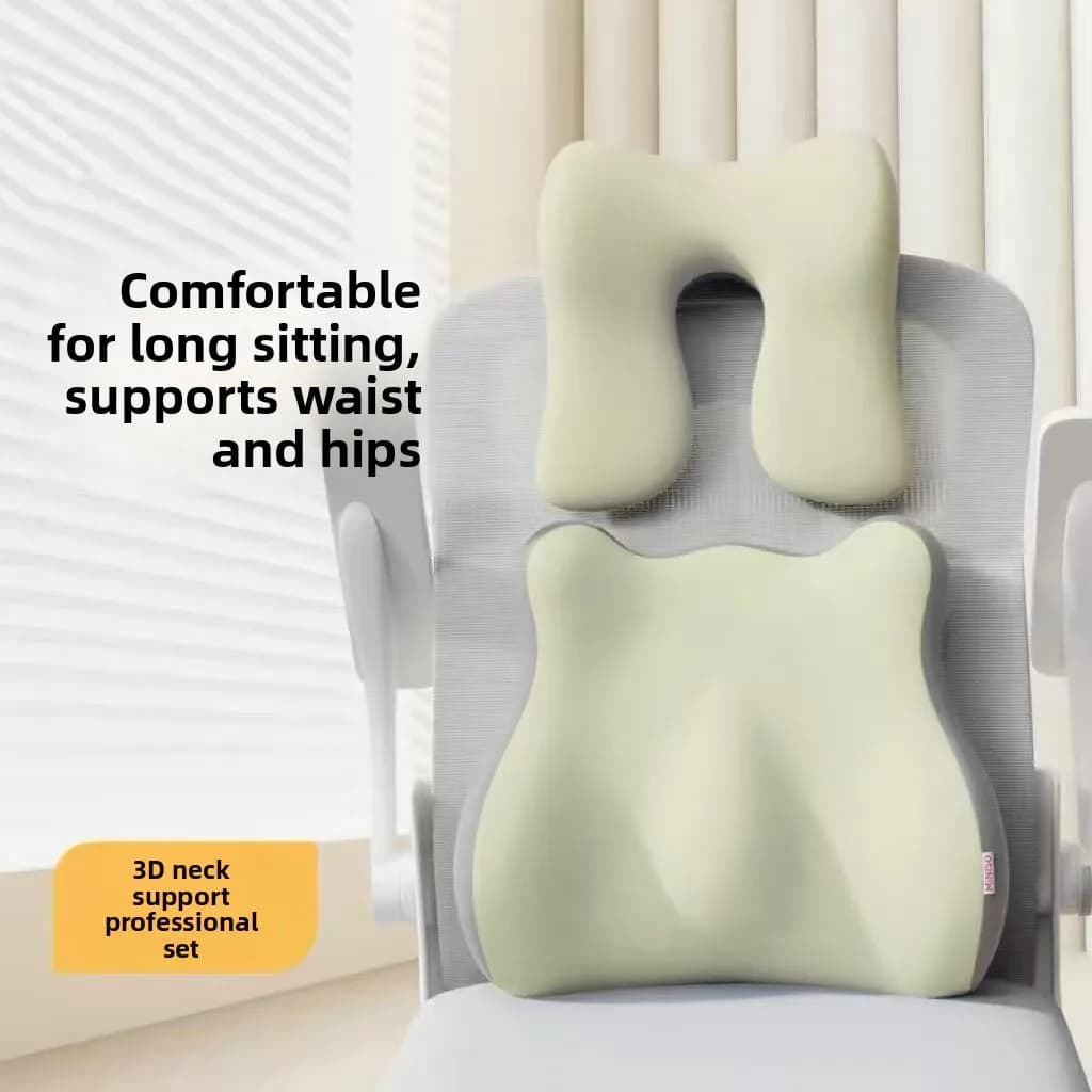 Office Chair Neck Support Pillow Ergonomic Cushion Lumbar Relief Backrest Pad Desk Chair Accessories Square Polyester