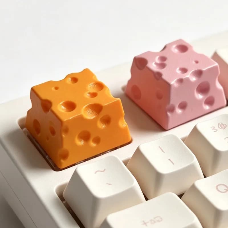 1PC Keycap a Forma di Formaggio Fai da Te per Ufficio e Gaming, Tasti Carini per Tastiera Meccanica a Asse Incrociato, Accessori Decorativi Personalizzati