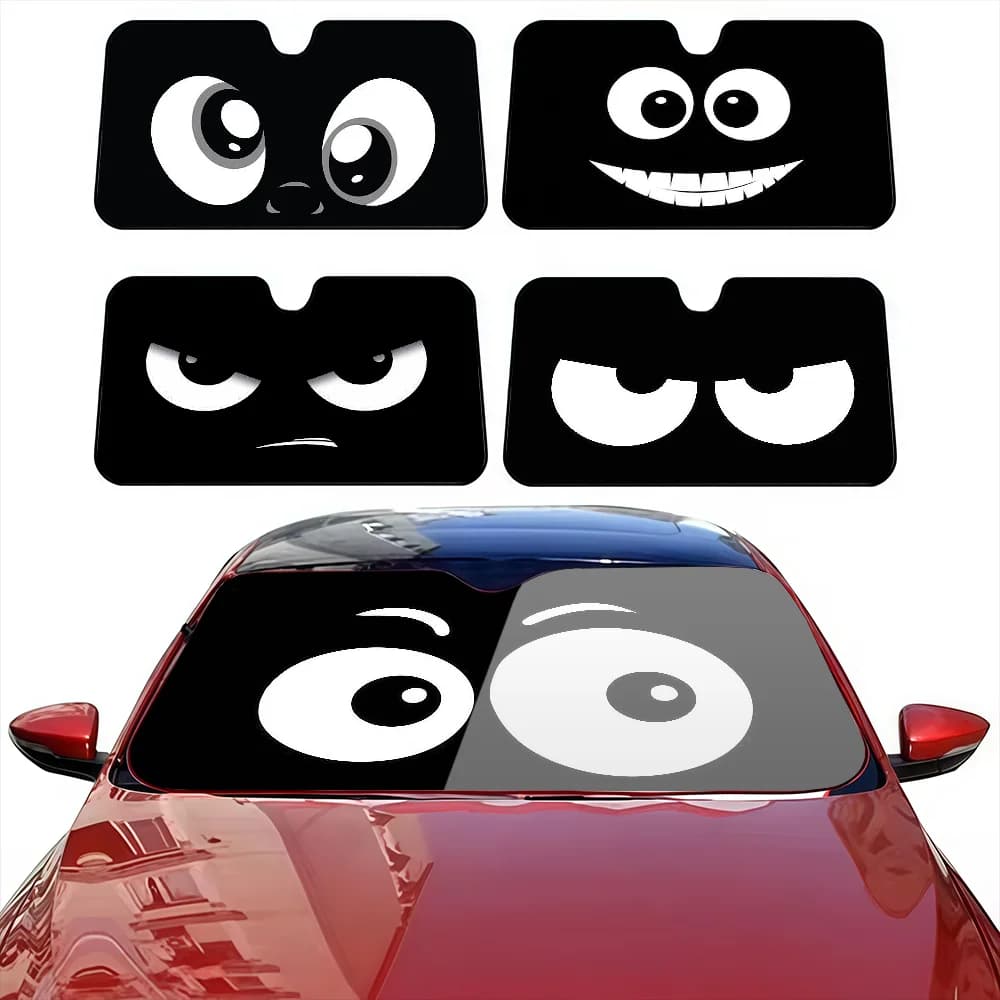 Nero Divertente E-expressionS Cartoon Parasole per auto Parabrezza personalizzato Finestra anti-UV Parabrezza Copertura Ombra Visiera automatica