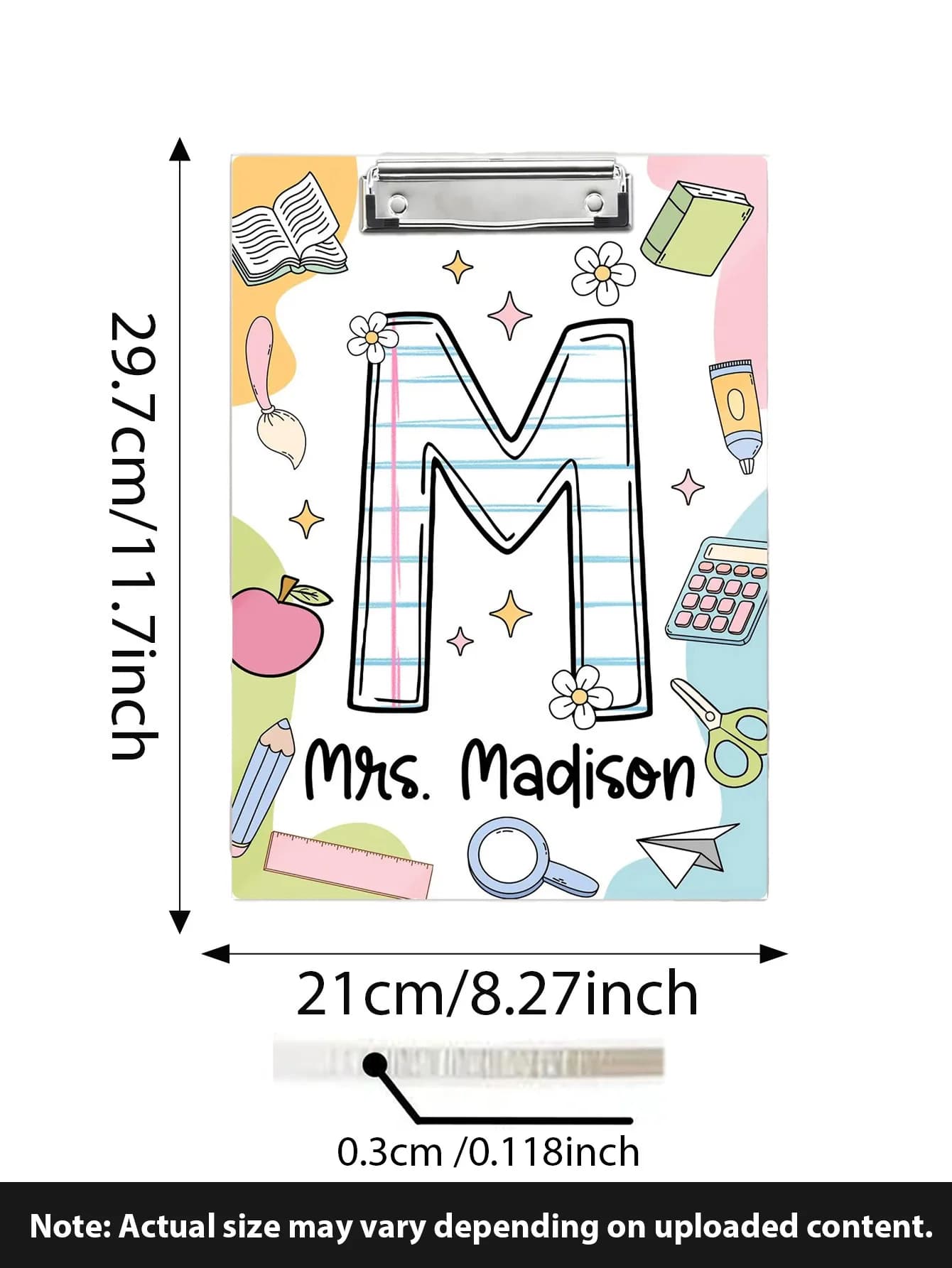 Cartella personalizzata da 1 pezzo: nome, titolo e regalo personalizzato con nome, titolo e bellissime lettere personalizzate in PMMA trasparente pop art