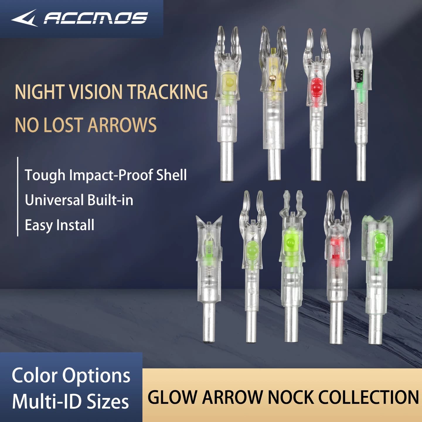 6Pcs LED Lighted Archery Arrow Nocks Automatic Release Compatible with Reverse Composite Cross Bow Arrow Shafts Tail Fit