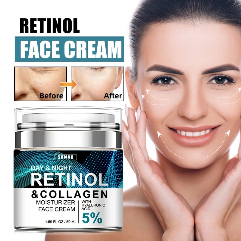 Sumax collagen face cream at the retinol 50ml moisturizing with hyaluronic acid 5% moisturizing foaming firming for skin care
