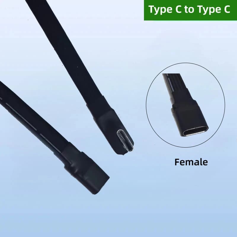 Cavo di Prolunga USB C Maschio a USB C Femmina 20CM 30CM 10CM 5CM, Cavo Piatto a Nastro USB 2.0 a 90 Gradi per Ricarica e Trasferimento Dati 480Mbps
