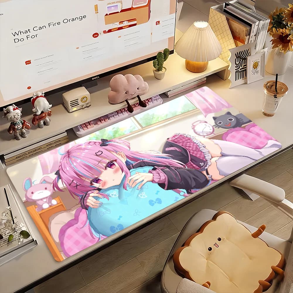 VTuber M-Minato Aqua Mouse Pad Tappetino per computer antiscivolo in gomma per giocatori, decorazione per scrivania, laptop, ufficio, grande