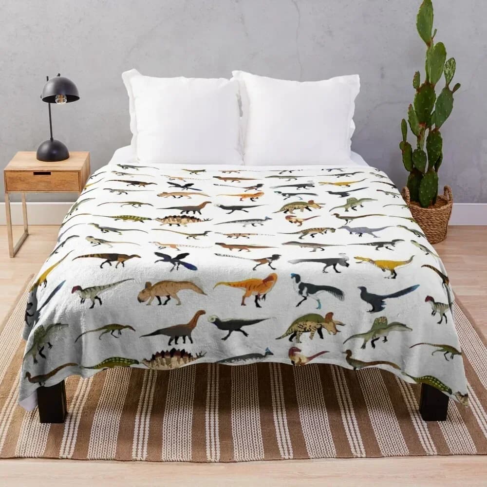 A lot of dinosaurs Shooting blanket plaid from bed Decorative beds Hail fur coats