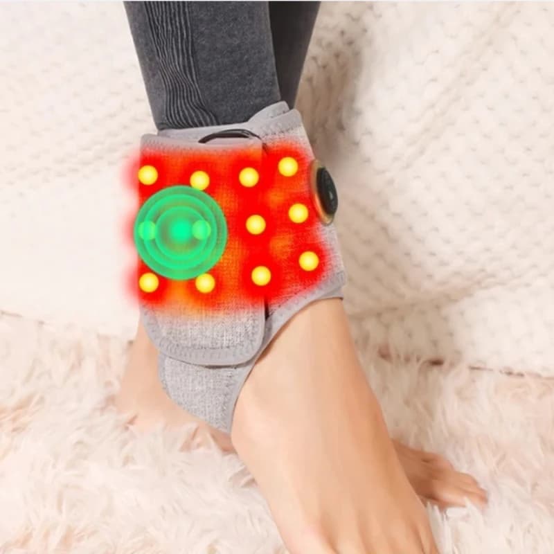 Supporto per Caviglia con Massaggio a Luce Rossa, Cuscinetto Riscaldante per Piedi, Fascia Compressiva a Temperatura Regolabile, Supporto Elettrico per Caviglia