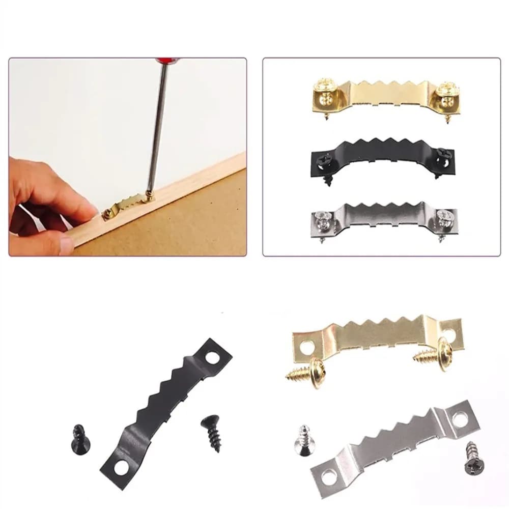 Double-Sided Sawtooth Hanging Flat Head Screw Combination Metal Straight Bar Photo Frame Picture Frame Hook Accessory