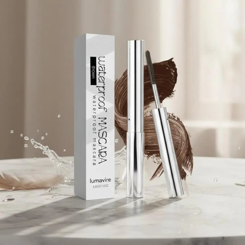 Mascara Volumizzante e Incurvante Marrone 3.5g, Impermeabile e Resistente al Sudore, Effetto Naturale, Lunga Durata, Sexy, per Feste