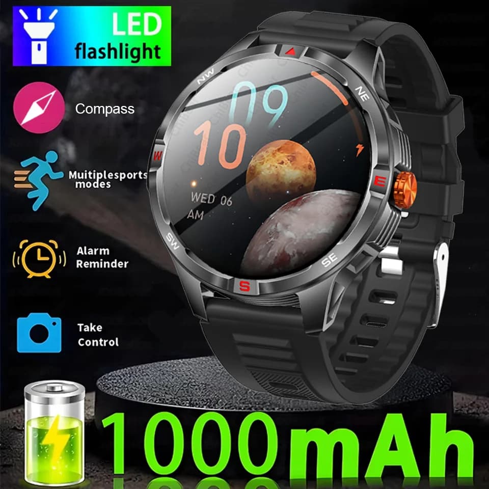 NUOVO Militare All'aperto Astuto Della Vigilanza Degli Uomini 1000mAh Batteria Ultra-Lunga Durata di Fitness Tracker Bussola IP68 Impermeabile Sport Smartwatch