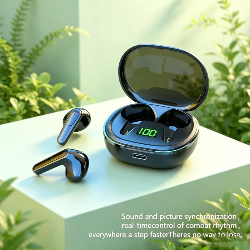 Auricolari Originali Pro50 Bluetooth 5.3 TWS Wireless, Cuffie Sportive con Display LED, Cuffie da Gaming con Microfono