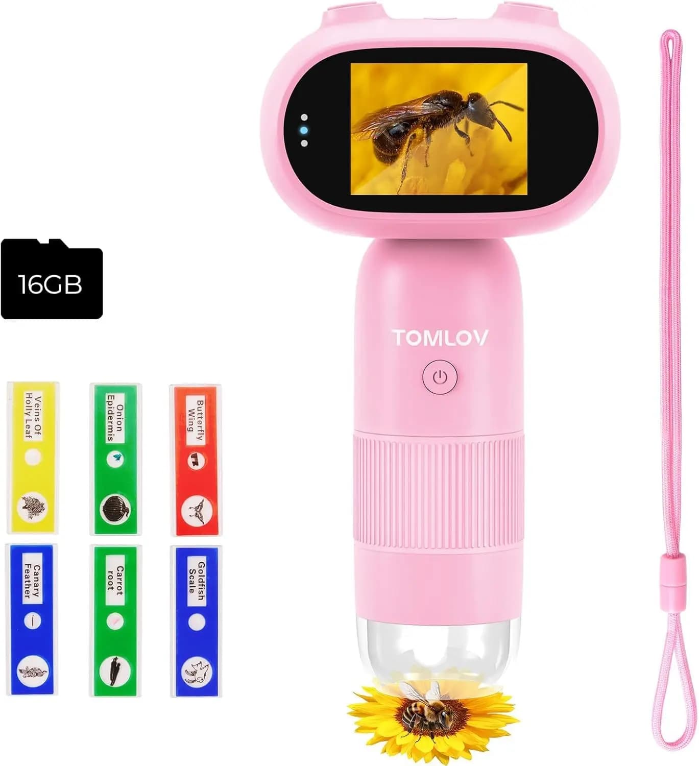 TOMLOV P30 Microscopio per bambini Microscopio digitale LCD portatile 1000X 2" Fotocamera HD e lente d'ingrandimento tascabile video con luce