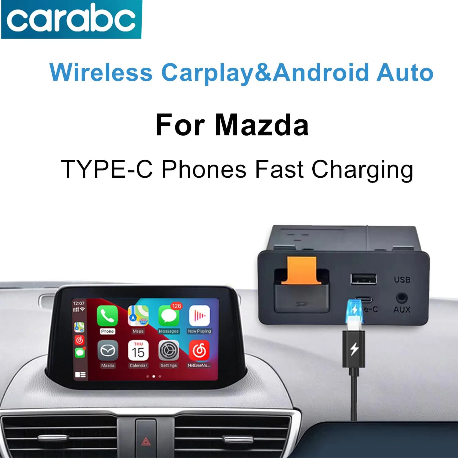 Wireless TYPE-C CarPlay Android Auto Adattatore UBS Hub OEM Per Retrofit Mazda 2 3 6 CX3 CX5 CX8 CX9 MX5 Demio Miata TK78669U0C Kit