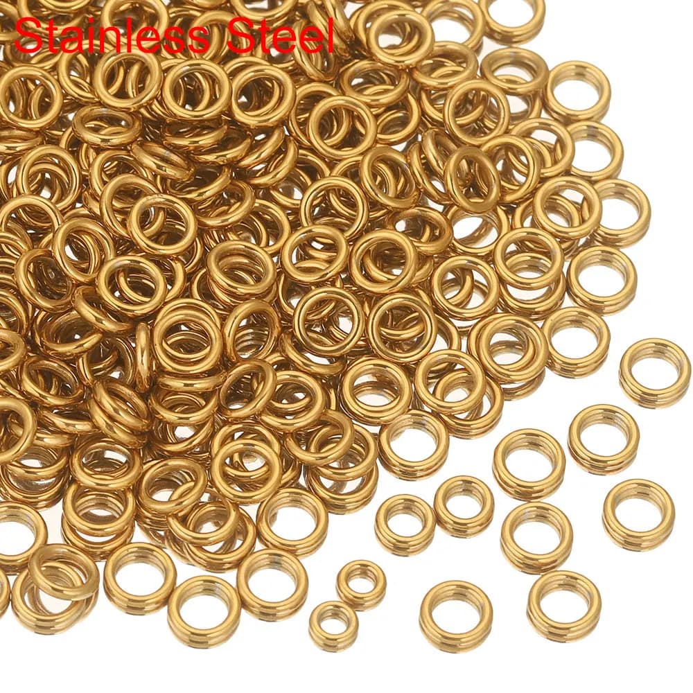 50 stainless steel closed jump rings, split ring thick connectors for diy jewellery materials, materials manufacturing accessories