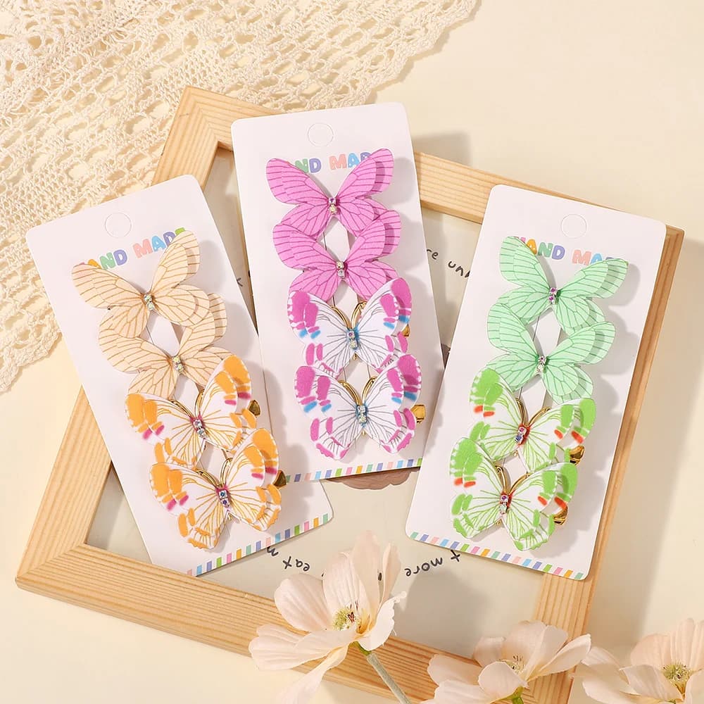 ARCHI A NASTRO 4 pezzi Set di fermagli per capelli con fiocco colorato per bambini con fermagli per capelli a farfalla simulata sfumata di inchiostro Accessori per capelli per bambini
