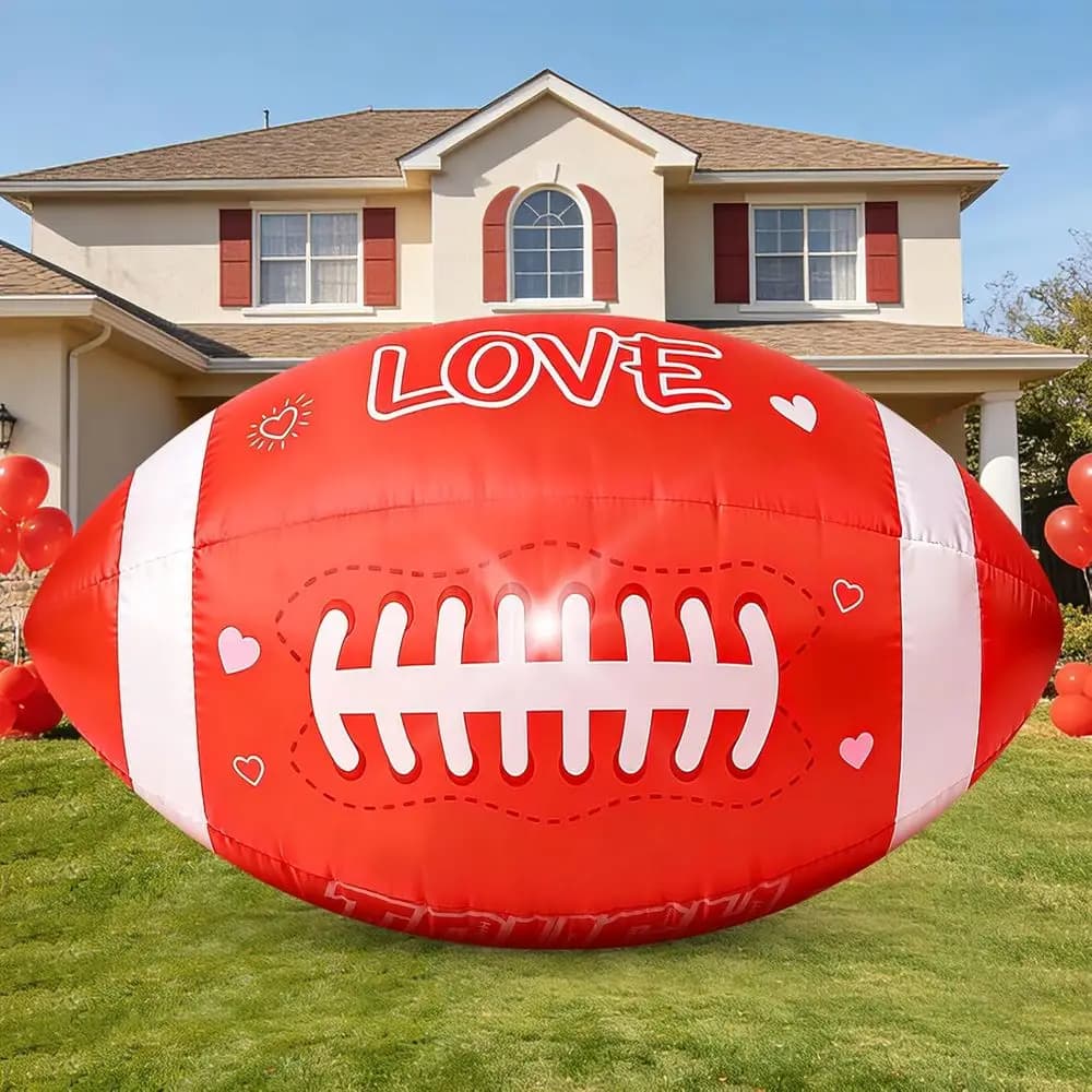 Pallone da Football Rosso Gonfiabile di 1,5 Metri per San Valentino, Grande Decorazione da Giardino con Luce LED Integrata per Amanti del Football