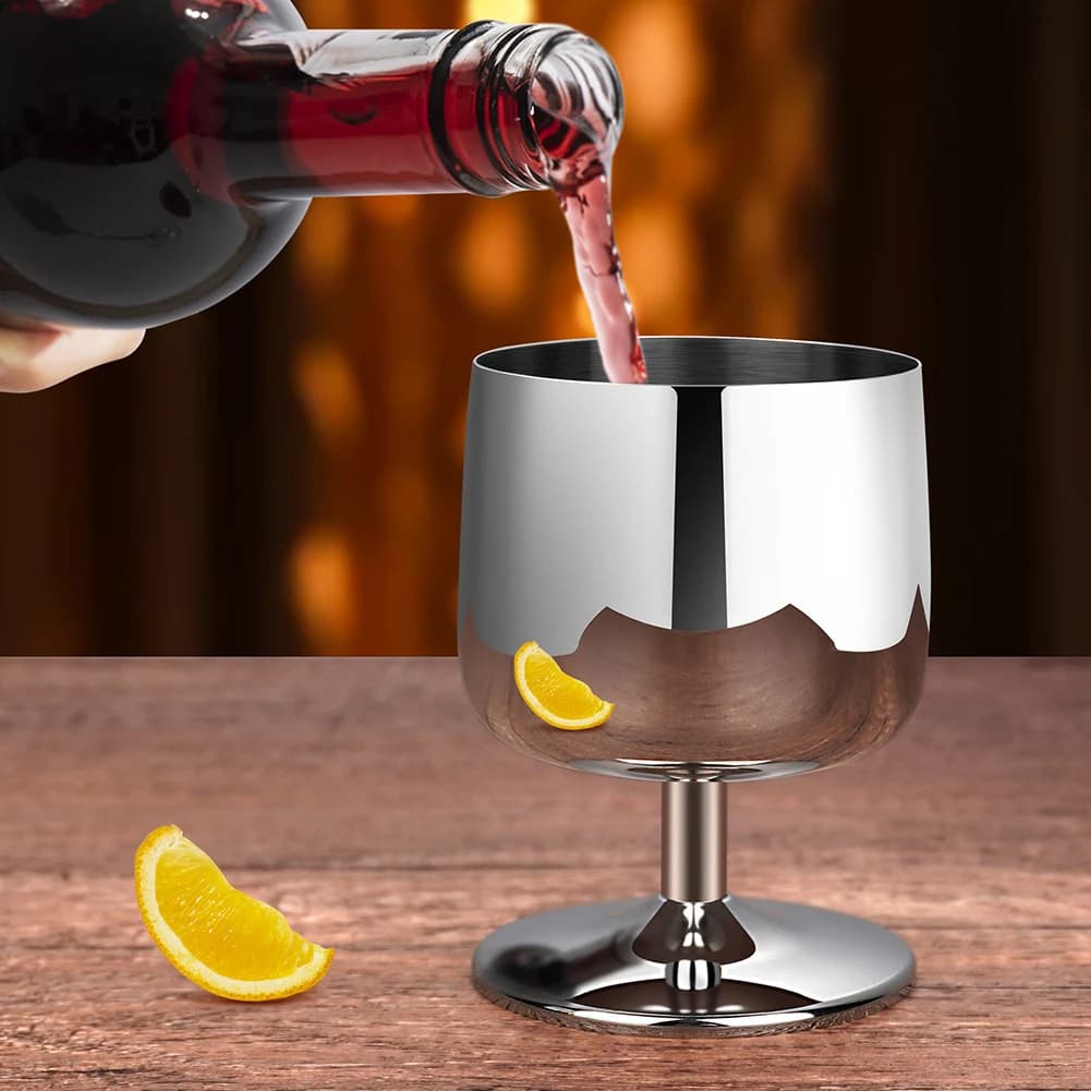 Bicchieri con stelo in acciaio inossidabile per bicchieri da vino in acciaio inossidabile per cene