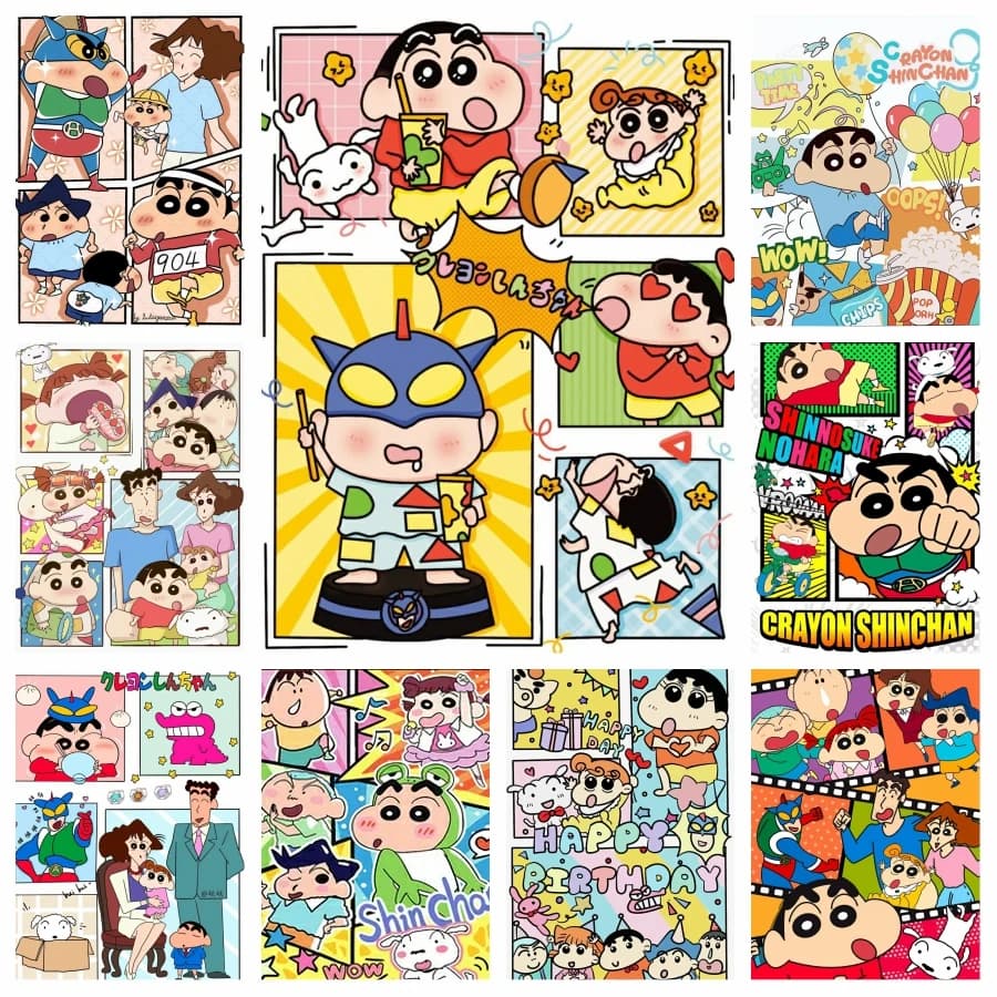 Pastelli Shin Anime 5d Painting Diamond Complete Tips Cute Shinnosuke Nohara Cartoon Boy Mosaic Cross Point Crafts House Decorations