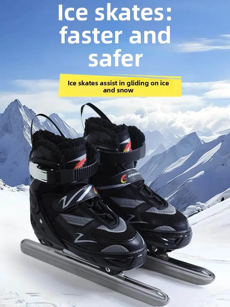 Pattini da Ghiaccio Unisex 2026 Senza Marca per Pattinaggio di Velocità, Bianco e Oro, Sport Invernali, Retrattili, per Ghiaccio Reale, Punta Rotonda