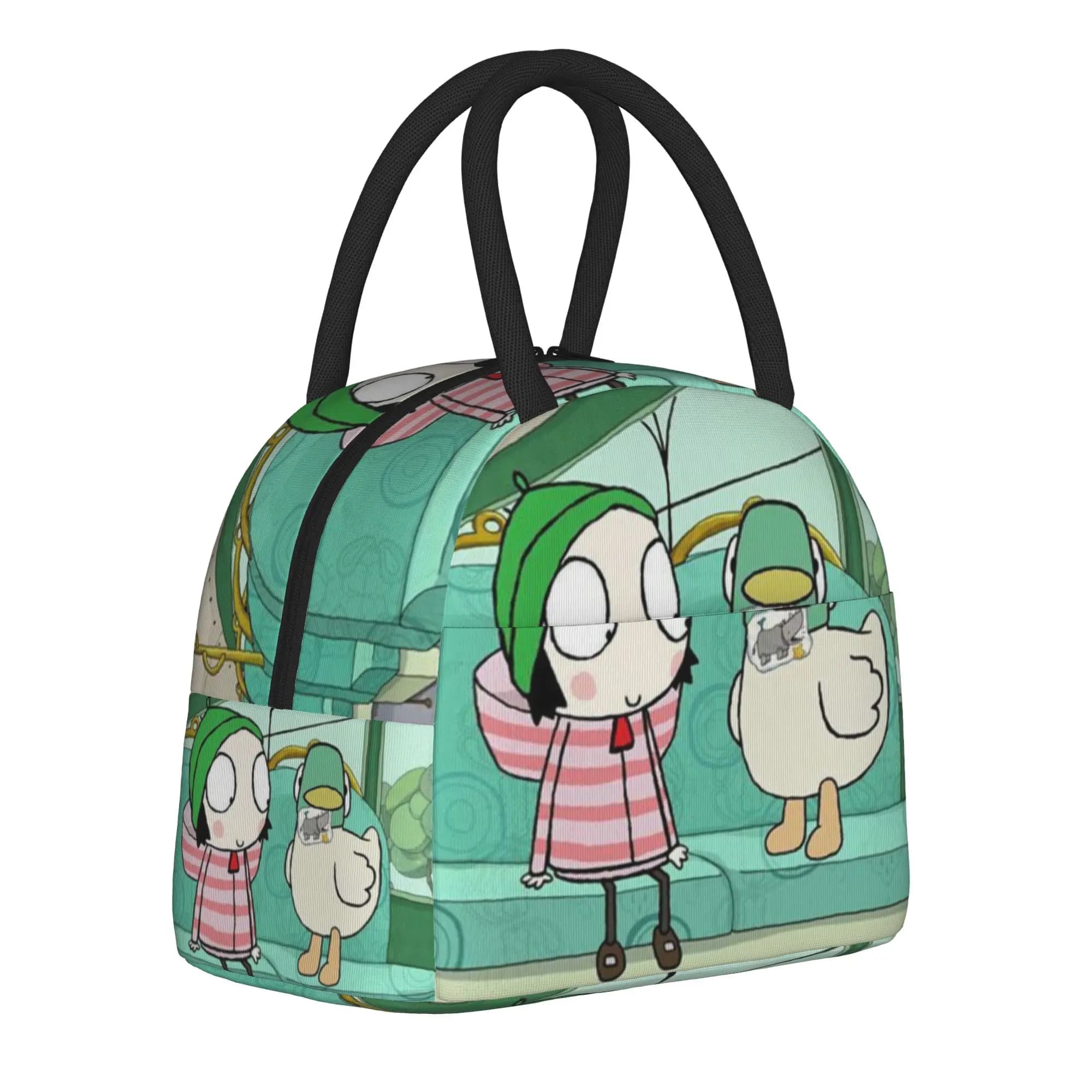 Sarah And Duck Insulated Lunch Bag for Men Women Food Bag Portable Cooler Thermal Lunch Boxes For School Office