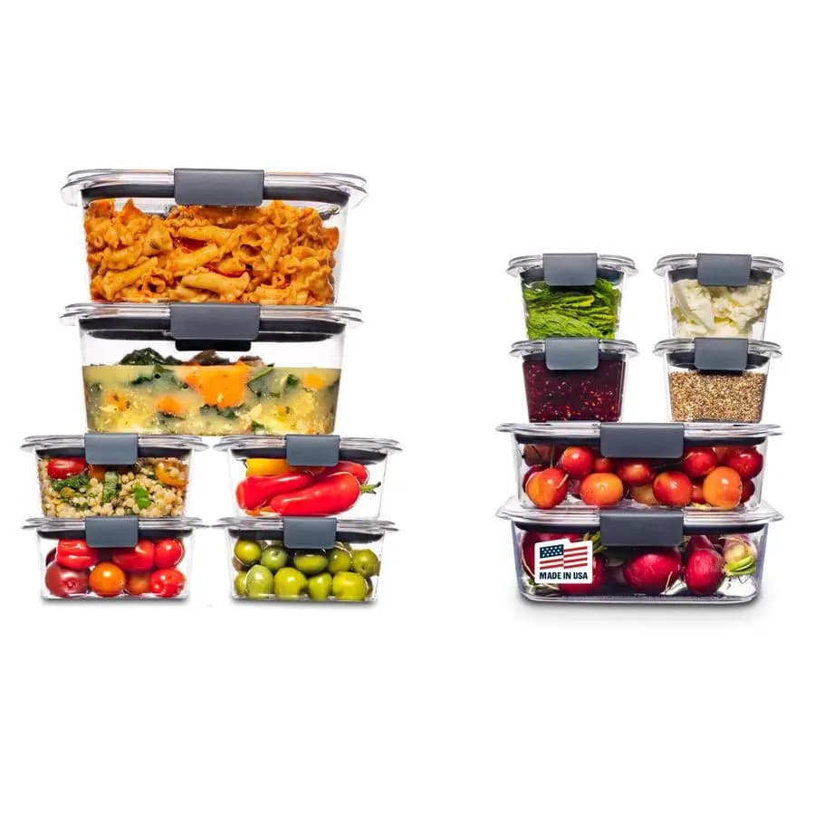 Contenitori ermetici per alimenti Brilliance senza BPA, set da 24 pezzi, facili per la preparazione dei pasti, il pranzo e i residui.