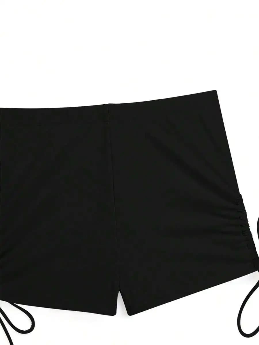 Womens Modest Tummy Control Tankini Set With Drawstring Shorts